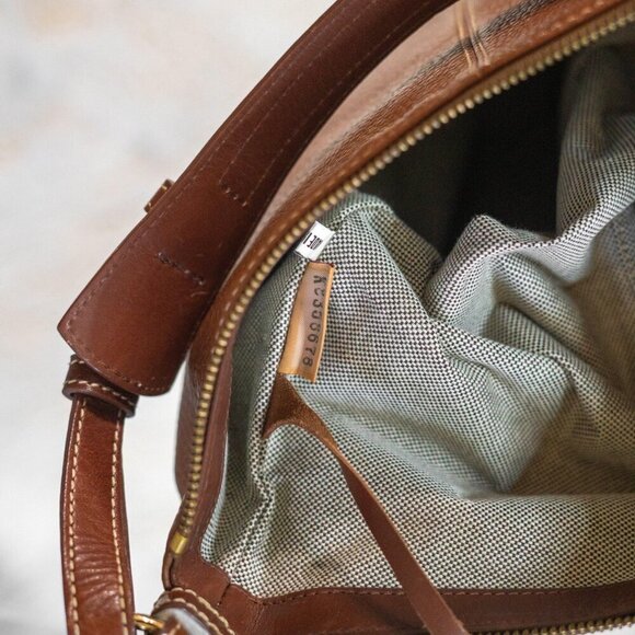 DOONEY & BOURKE BROWN BRASS ALL WEATHER LEATHER HOBO BAG - Picture 8 of 11
